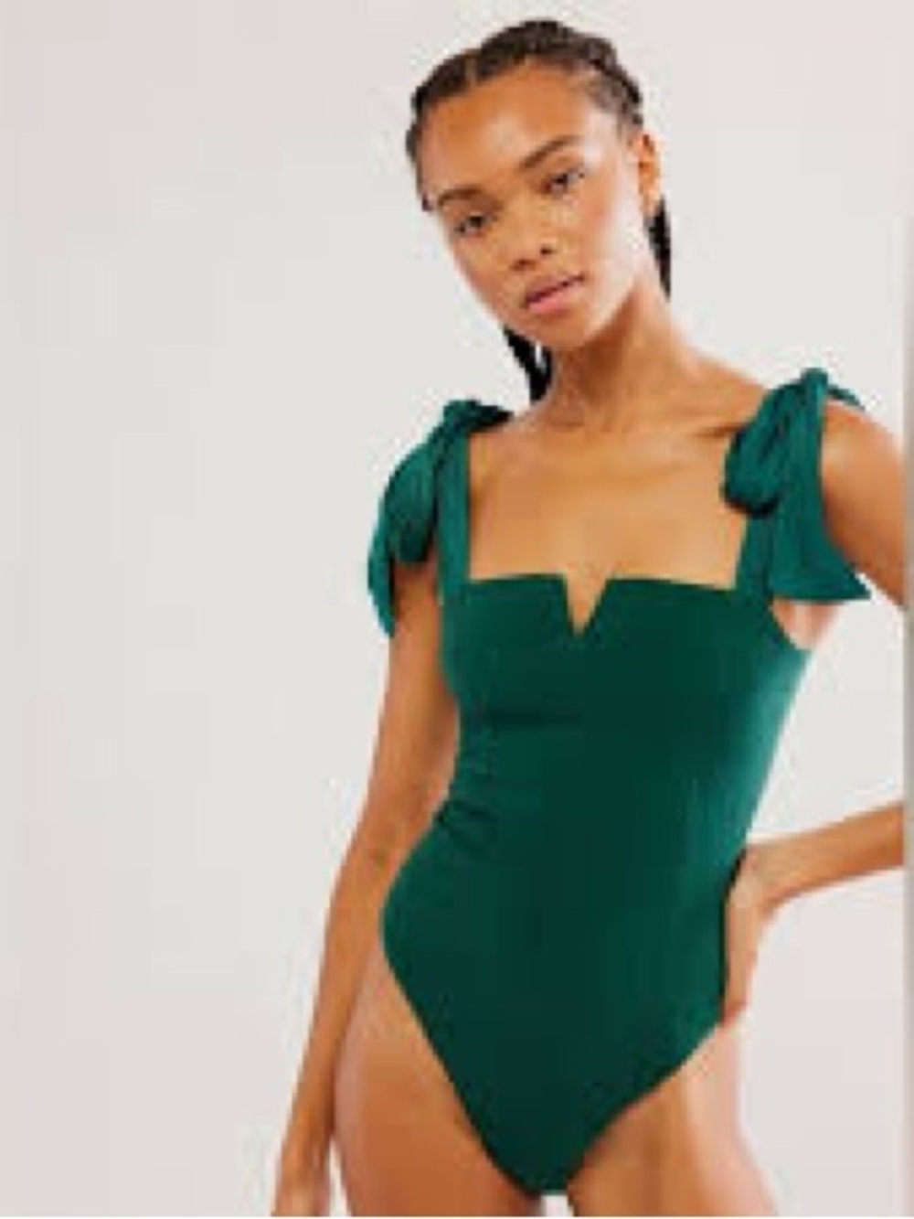 Free People Forest Green Tie-Strap One-Piece